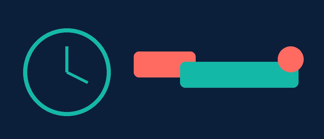 Abstract flat illustration in teal, navy and coral representing notice period negotiation at work