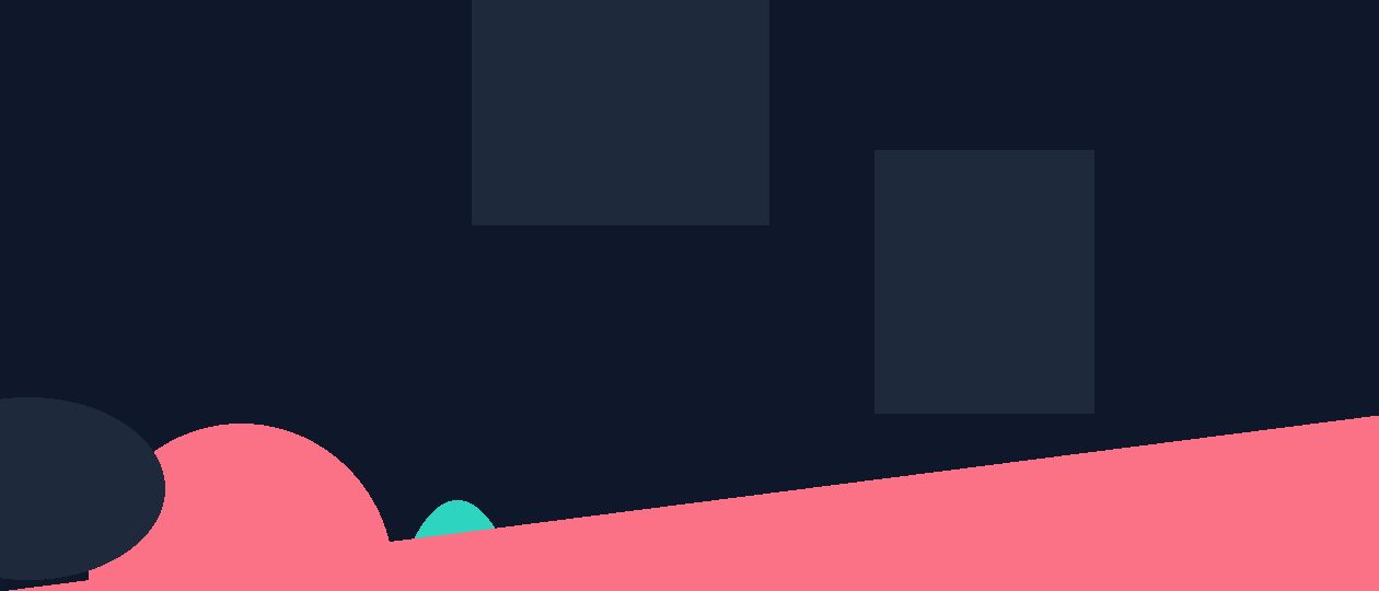 Abstract flat illustration in teal, navy and coral with geometric data pipeline shapes