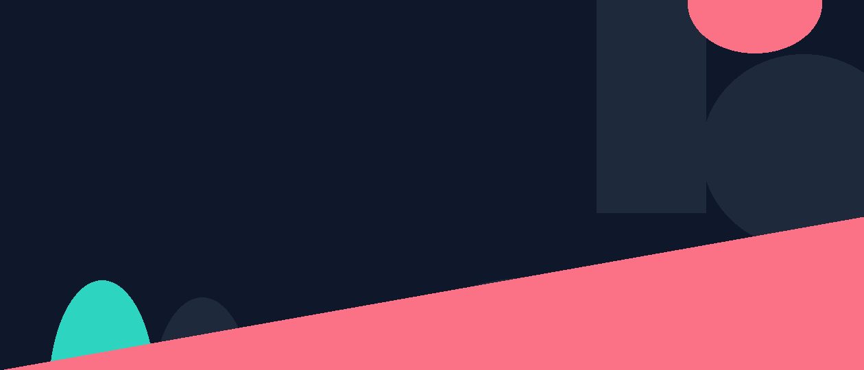 Abstract flat illustration in teal, navy and coral with geometric identity card shapes