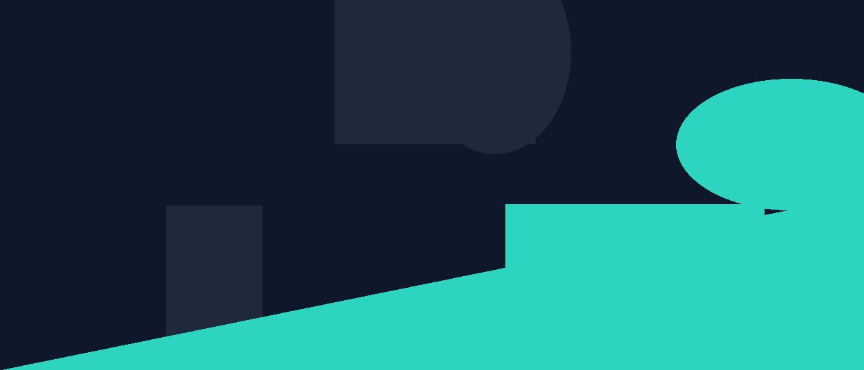 Abstract flat illustration in teal, navy and coral with geometric people discussion shapes