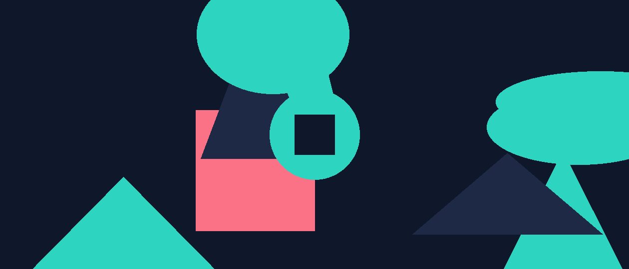 Abstract geometric composition in teal, navy and coral representing answering the biggest achievement interview question